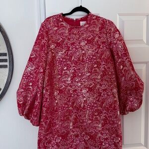 Tuckernuck Hyacinth House Pink/Gold Embroidered dress